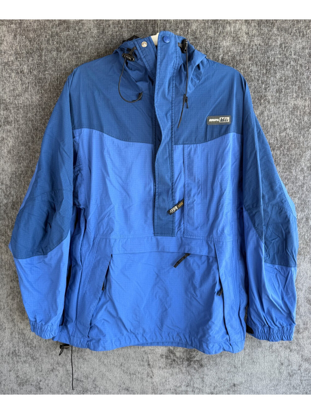 VTG REI Gore-Tex XCR Mens Unisex Small Blue Colorblock Anorak Jacket Pullover